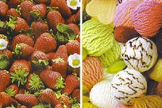 strawberries or ice cream oilcloth
